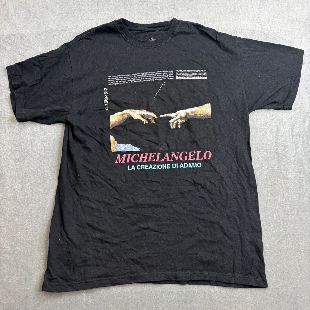 VTG Michelangelo Creation of Adam Graphic T-Shirt Men's Size L/G‎